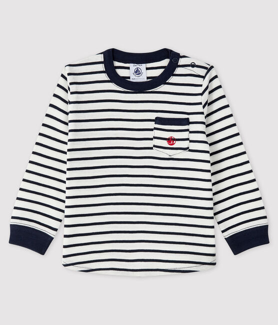Camiseta para bebé niño blanco MARSHMALLOW/azul SMOKING