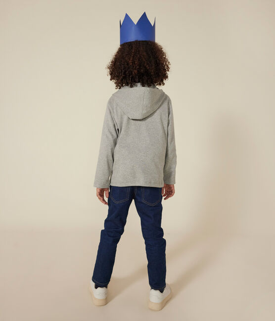 Sudadera con cremallera y capucha de punto de niño gris CHATON CHINE
