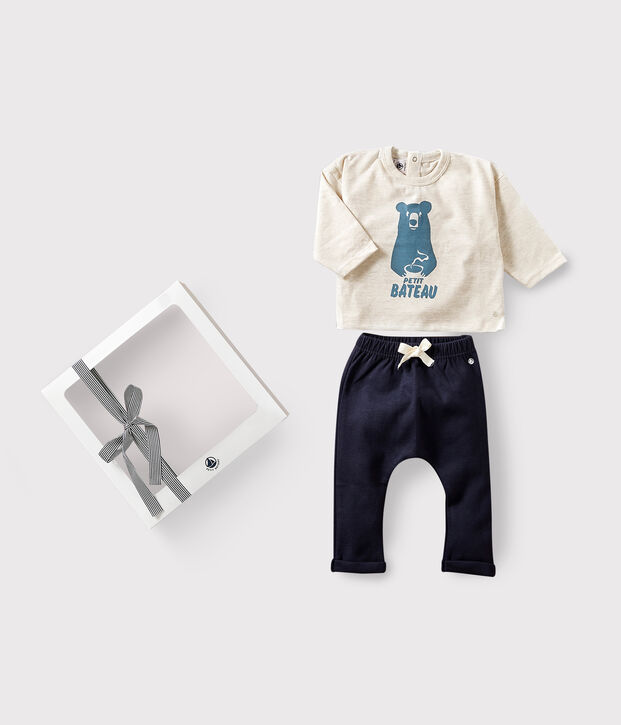 Estuche regalo para beb&eacute; con camiseta y pantal&oacute;n multicolor