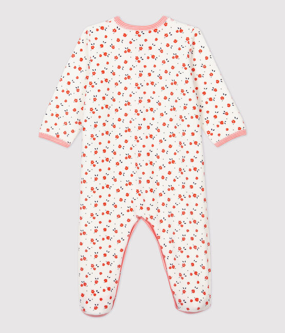 Pelele de bebé con estampado de flores de terciopelo blanco MARSHMALLOW/blanco MULTICO