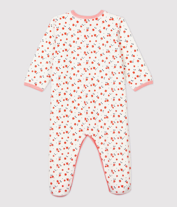 Pelele de beb&eacute; con estampado de flores de terciopelo blanco/multicolor