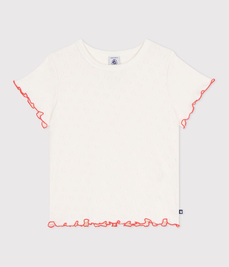 Camiseta infantil de manga corta de algod&oacute;n crudo