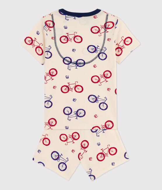 Pijama corto de algodón con motivo de bicicleta para niña / niño  blanco AVALANCHE/ MULTICO