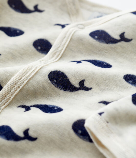 Pelele de terciopelo para bebé beige MONTELIMAR/azul MEDIEVAL