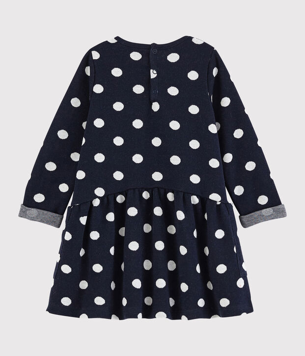 Vestido de manga larga para beb&eacute; ni&ntilde;a azul/blanco