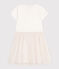 Vestido infantil de manga corta de algodón y tul blanco MARSHMALLOW/rosa COPPER