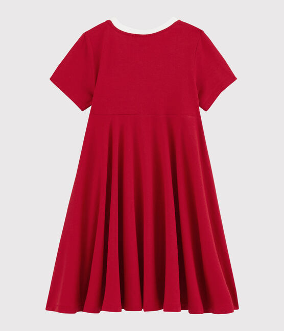 Vestido de manga corta de punto de niña rojo TERKUIT