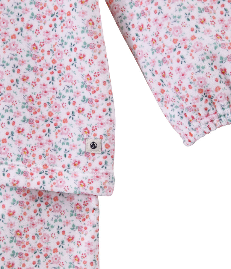 Pijama de terciopelo estampado para ni&ntilde;a blanco/multicolor