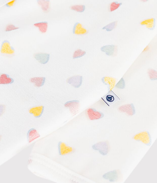 Pijama de terciopelo sin pies con estampado de corazones para beb&eacute; blanco/multicolor