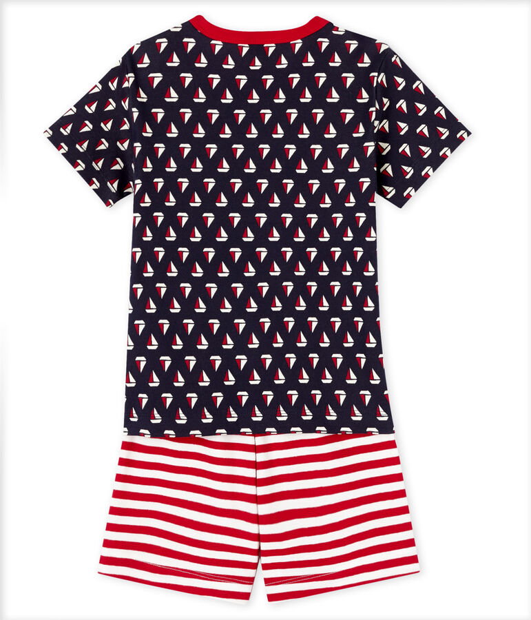 Pijama corto de punto de algod&oacute;n para ni&ntilde;o azul SMOKING/blanco MULTICO