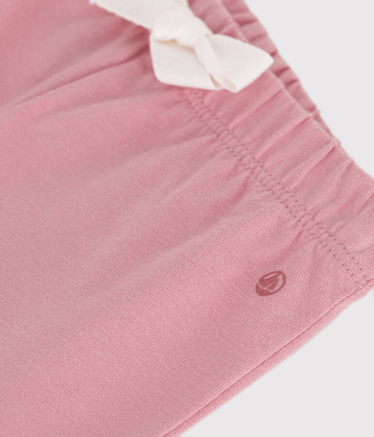 Pantal&oacute;n corto liso de algod&oacute;n para beb&eacute; rosa