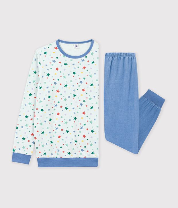 Pijama infantil de terciopelo con estampado de estrellas azul/multicolor