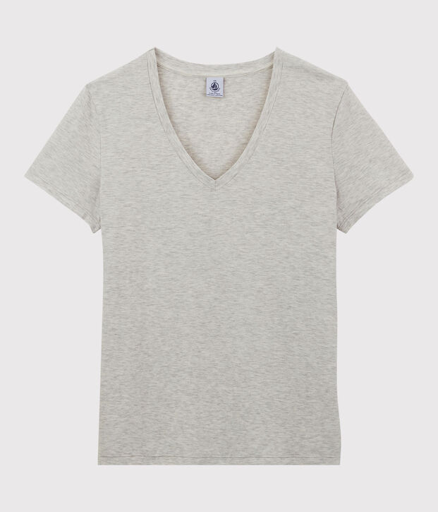 La camiseta RECTA de algod&oacute;n con cuello de pico para mujer BELUGA CHINE