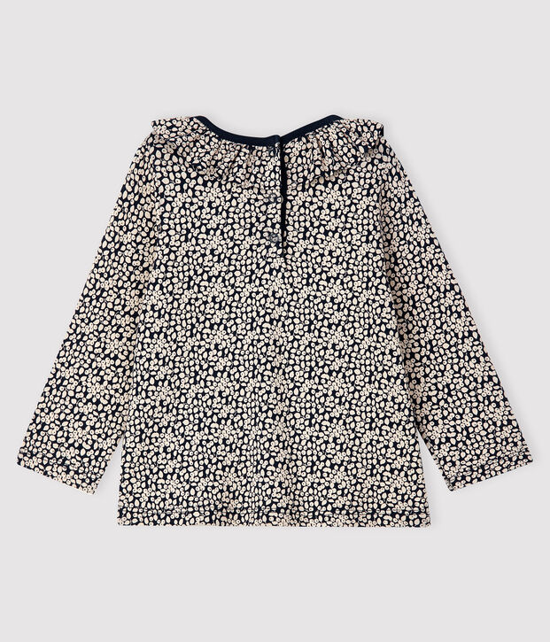 Blusa de manga larga para beb&eacute; ni&ntilde;a azul/blanco