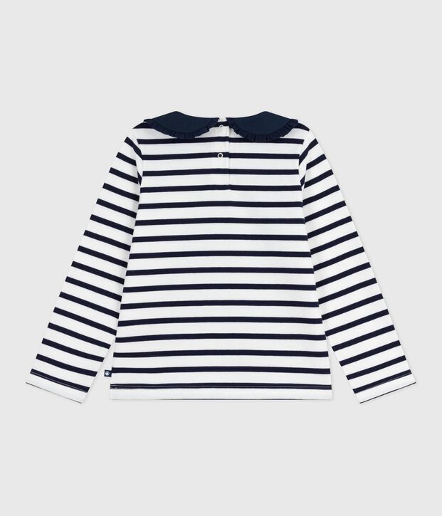 Marinera infantil de algod&oacute;n blanco/azul