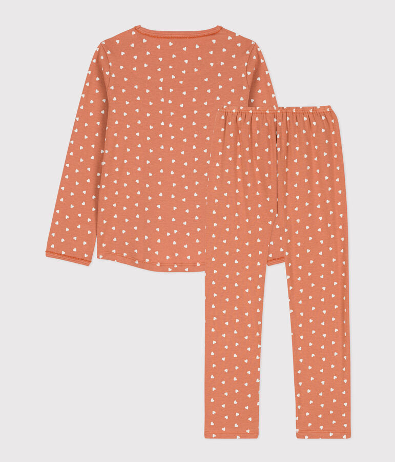 Pijama de algod&oacute;n coraz&oacute;n para ni&ntilde;a rosa/blanco