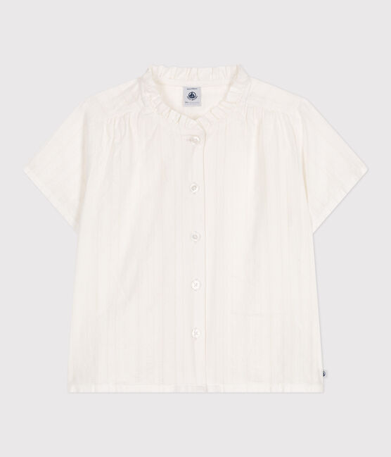 Blusa infantil lisa de manga corta de algodón blanco ECUME