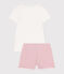 Pijama corto infantil de algodón blanco MARSHMALLOW/rosa CHARME