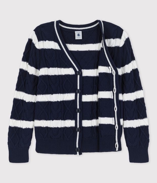 C&aacute;rdigan de algod&oacute;n para ni&ntilde;o azul/blanco