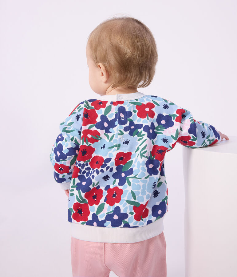 Sudadera de algod&oacute;n y estampado de flores para beb&eacute; blanco/multicolor