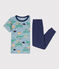 Pijama de manga corta de algodón de explorador para niño azul CHALOUPE/blanco MULTICO