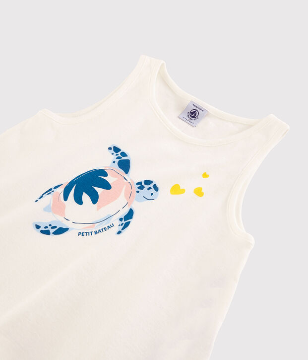 Camiseta de tirantes de algod&oacute;n de ni&ntilde;a blanco