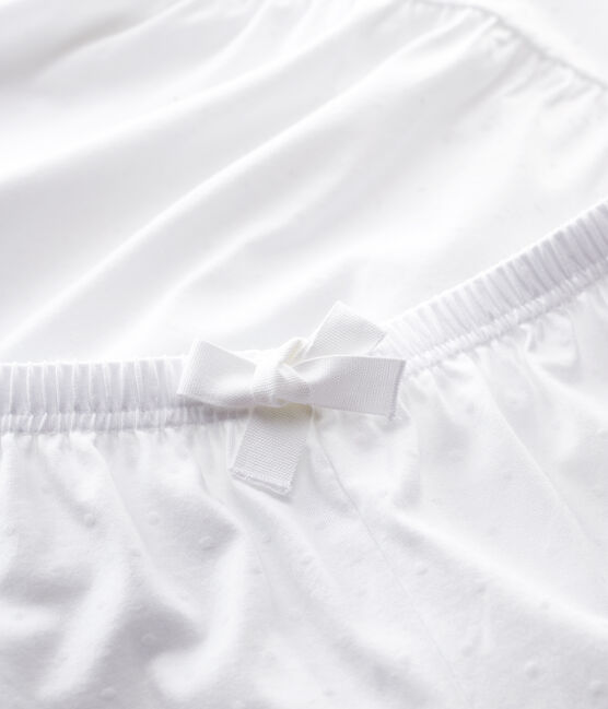 Pijama corto blanco de algodón fino de chica/mujer blanco ECUME