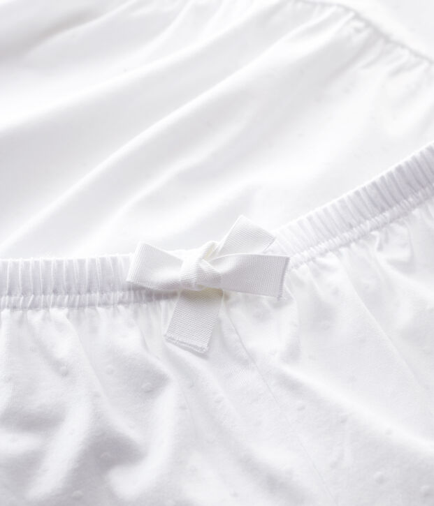 Pijama corto blanco de algod&oacute;n fino de chica/mujer blanco