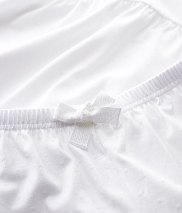 Pijama corto blanco de algod&oacute;n fino de chica/mujer blanco ECUME