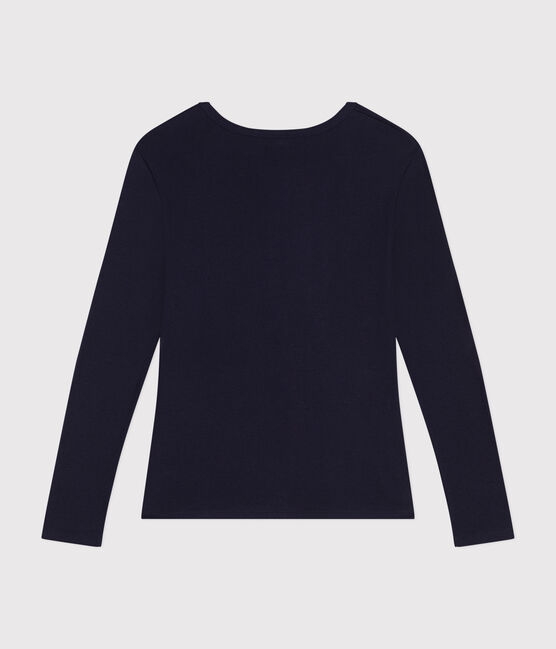 Camiseta Iconique de manga larga de algodón liso para mujer azul SMOKING