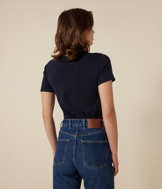Camiseta Iconique de manga corta de punto liso para mujer azul SMOKING