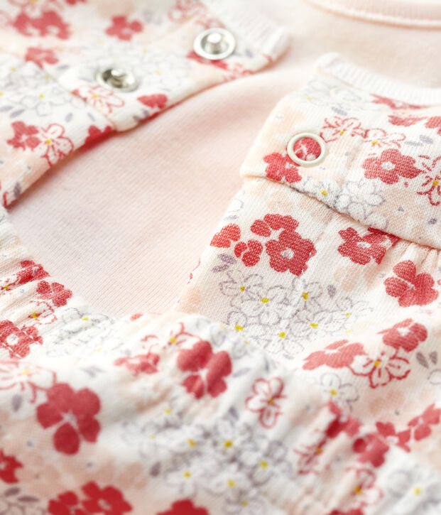 Conjunto de 3 prendas rosas de beb&eacute; de algod&oacute;n ecol&oacute;gico blanco/multicolor