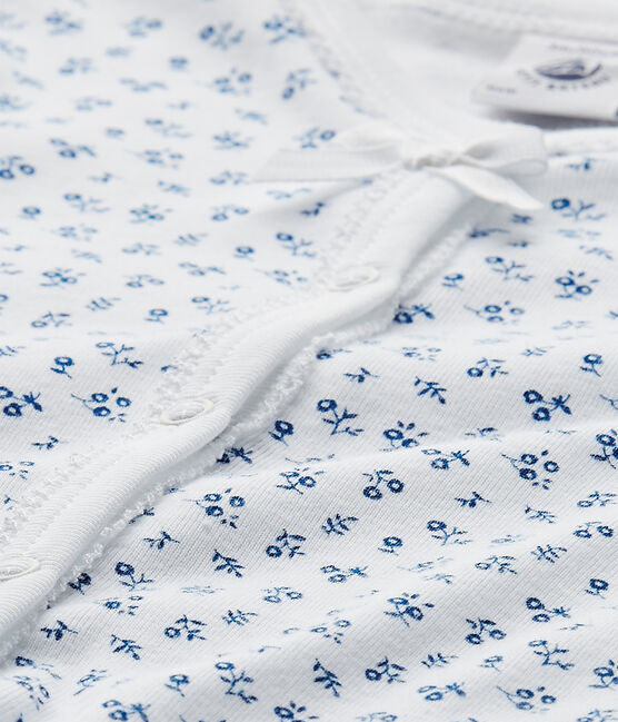 Pijama sin pies para bebé niña blanco ECUME/azul BLEU