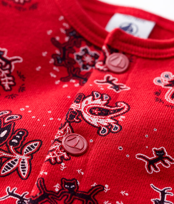 Cárdigan estampado de bandana de muletón para bebé rojo TERKUIT/blanco MULTICO