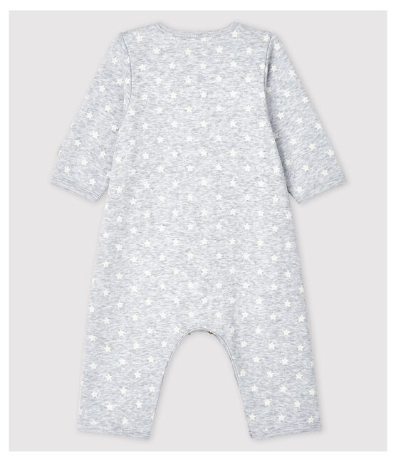 Bodyjama sin pies de bebé de algodón ecológico gris POUSSIERE/blanco MARSHMALLOW