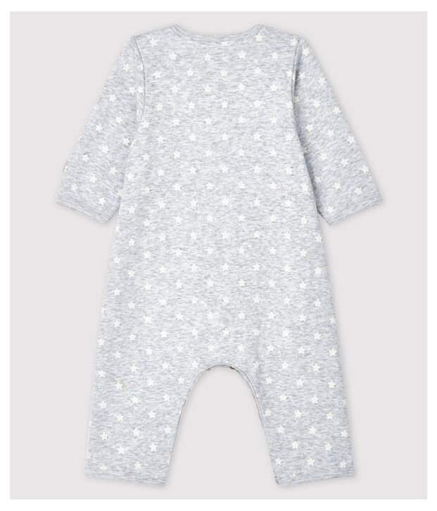 Bodyjama sin pies de beb&eacute; de algod&oacute;n ecol&oacute;gico gris/blanco