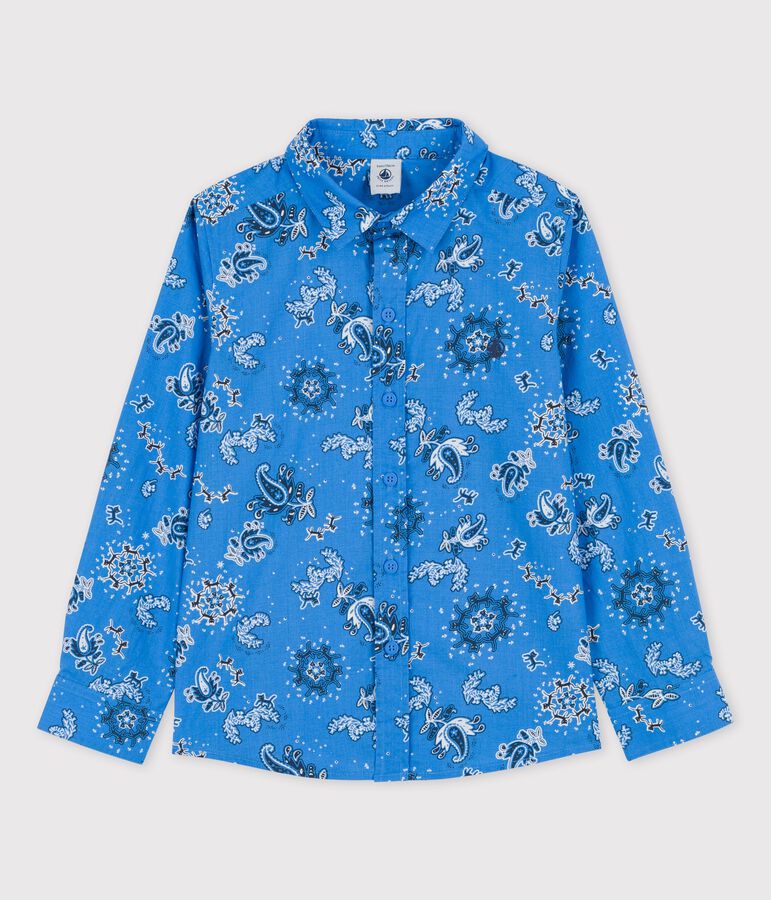 Camisa de popelina estampada para ni&ntilde;o azul/multicolor