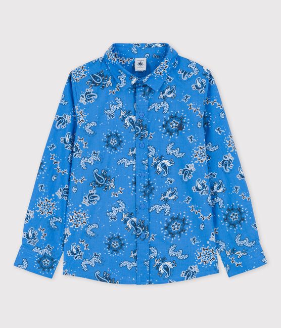 Camisa de popelina estampada para niño azul BRASIER/blanco MULTICO