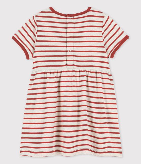 Vestido para bebé de manga corta a rayas de algodón ecológico  beige MONTELIMAR/ OMBRIE