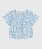 Blusa infantil de algodón de manga corta con estampado de cerezas azul MARSHMALLOW/ PORCELANA