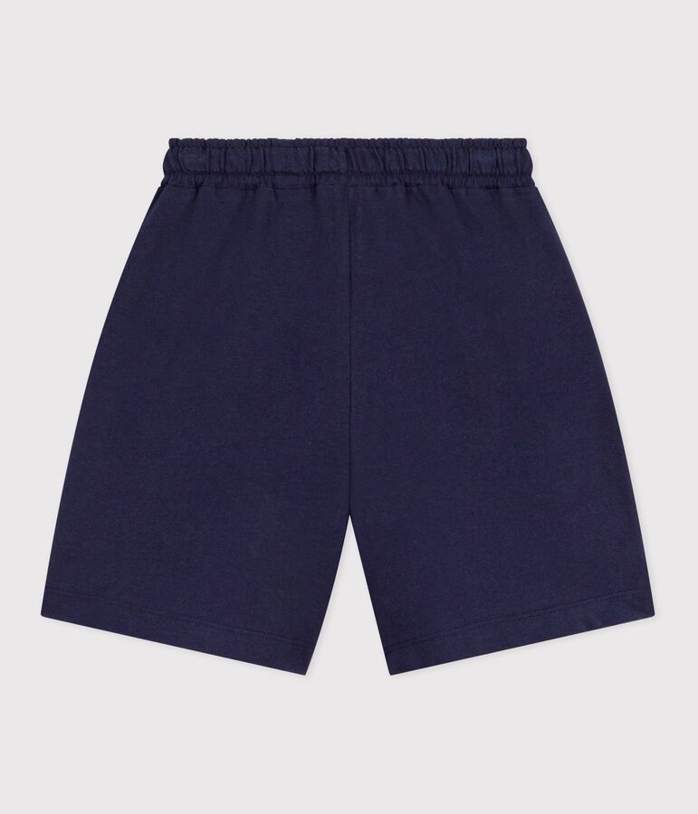 Bermudas cortas infantiles de algod&oacute;n liso azul