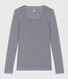Camiseta segunda piel de algodón ligero a rayas para mujer
