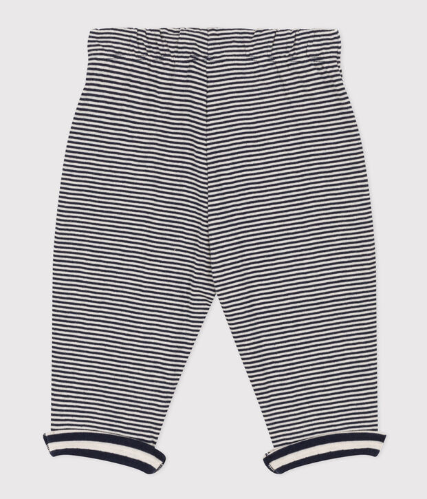 Pantal&oacute;n de tejido t&uacute;bico milrayas para beb&eacute; azul/crudo