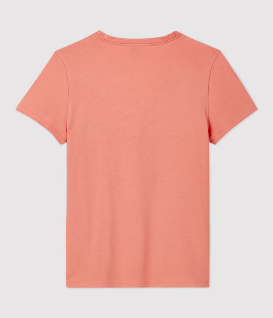 Camiseta RECTA con cuello de pico de algodón orgánico de mujer rosa PAPAYE