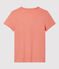 Camiseta RECTA con cuello de pico de algodón orgánico de mujer rosa PAPAYE