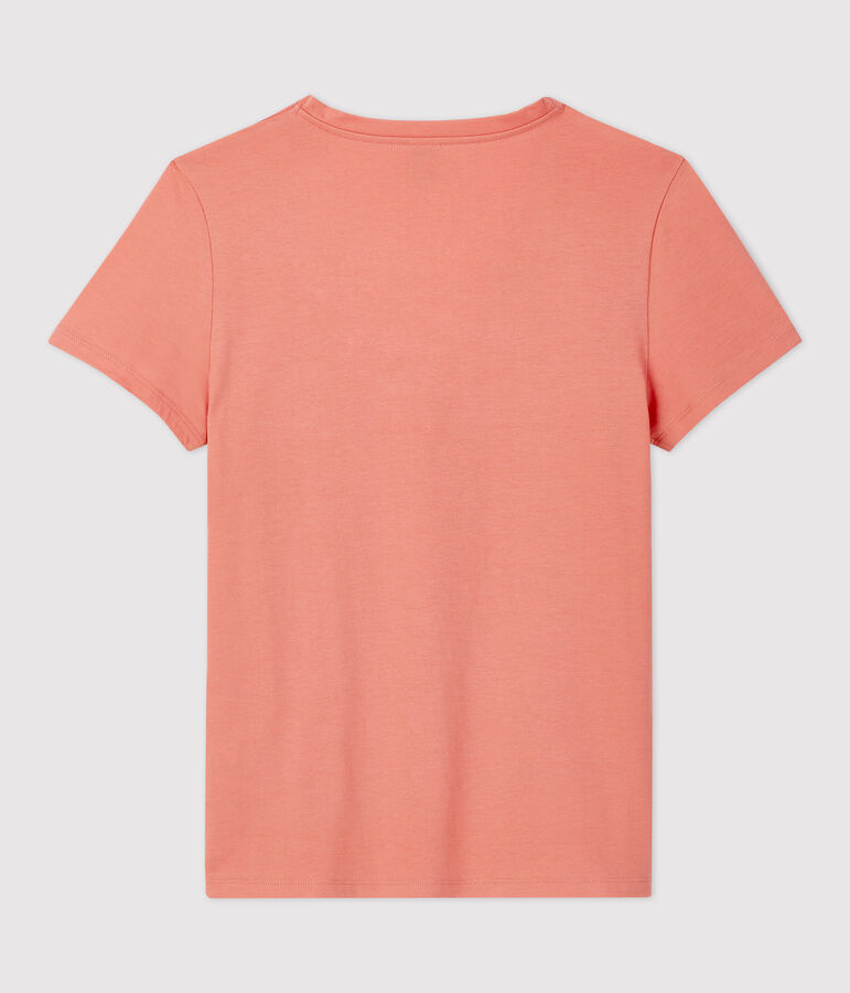 Camiseta RECTA con cuello de pico de algod&oacute;n org&aacute;nico de mujer rosa