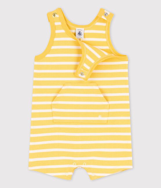 Mono corto de jersey grueso de bebé amarillo ORGE/blanco MARSHMALLOW