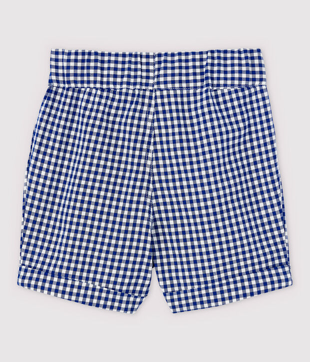 Pantal&oacute;n corto de vichy de urdimbre y trama de beb&eacute; ni&ntilde;o azul/blanco