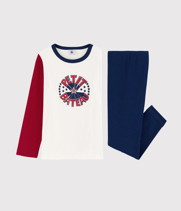 Pijama de algod&oacute;n de ni&ntilde;o azul/multicolor