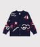 C&aacute;rdigan infantil de lana y algod&oacute;n con estampado rojo/multicolor